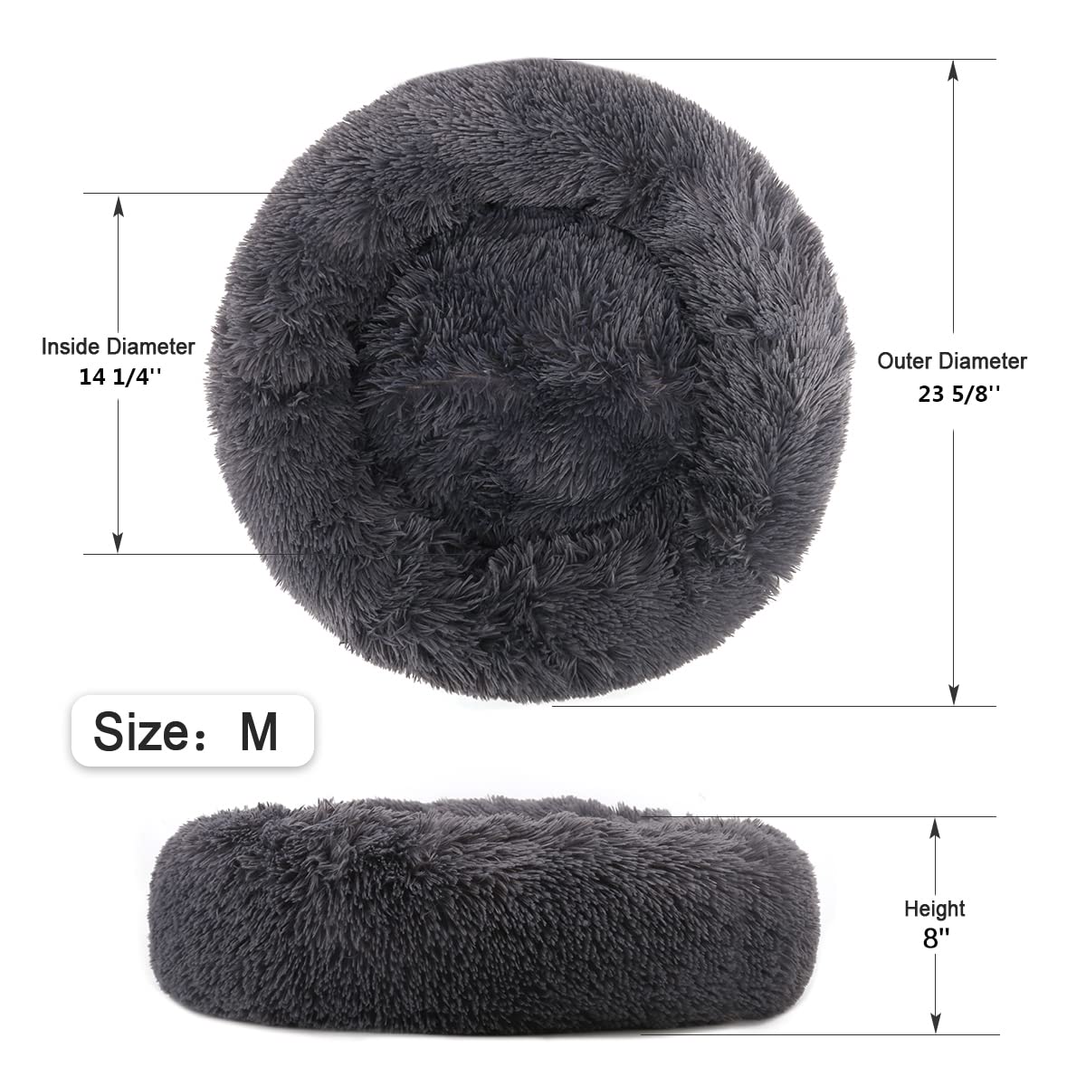 NOYAL Calming Donut Bed plush faux fur close-up conveys warm coziness