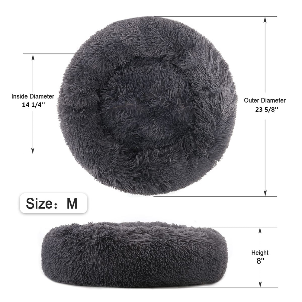 NOYAL Calming Donut Bed plush faux fur close-up conveys warm coziness