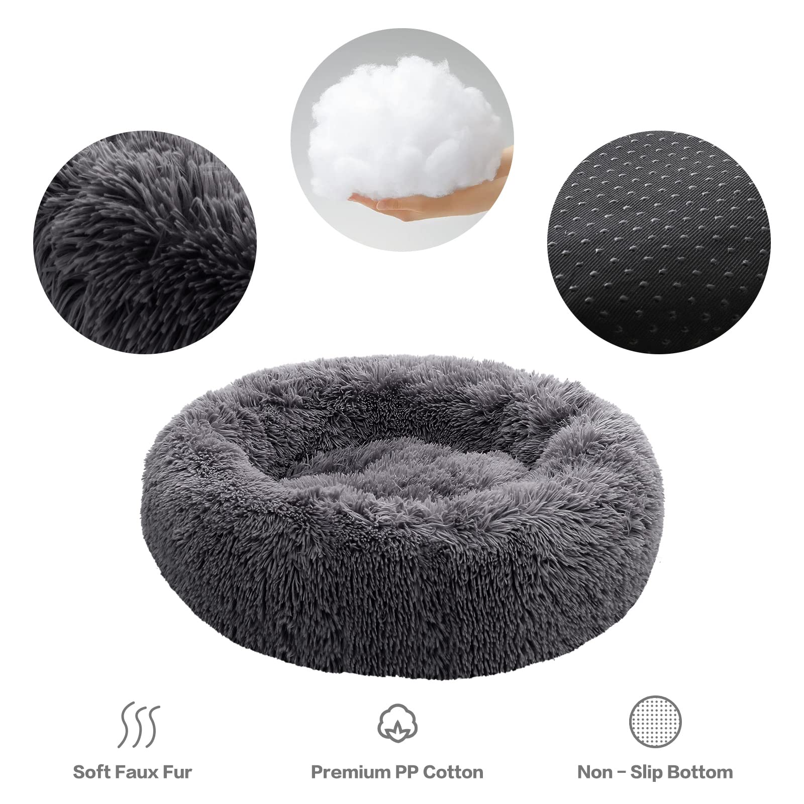 NOYAL Calming Donut Bed side view highlights raised rim for calmer naps
