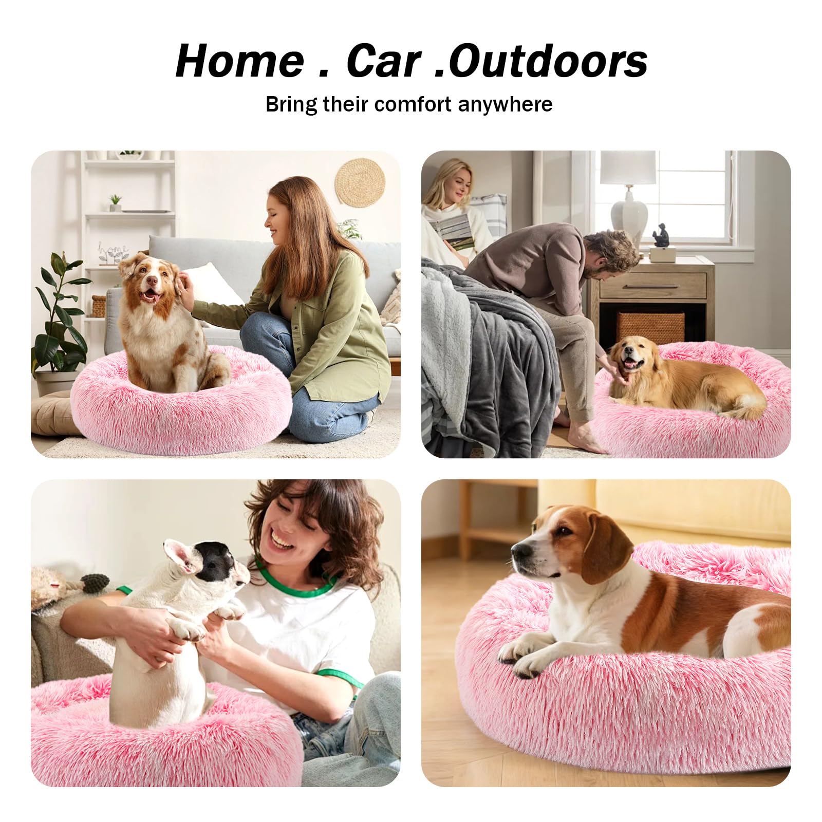 NOYAL cama en forma de dona, diseño envolvente para perros y gatos.