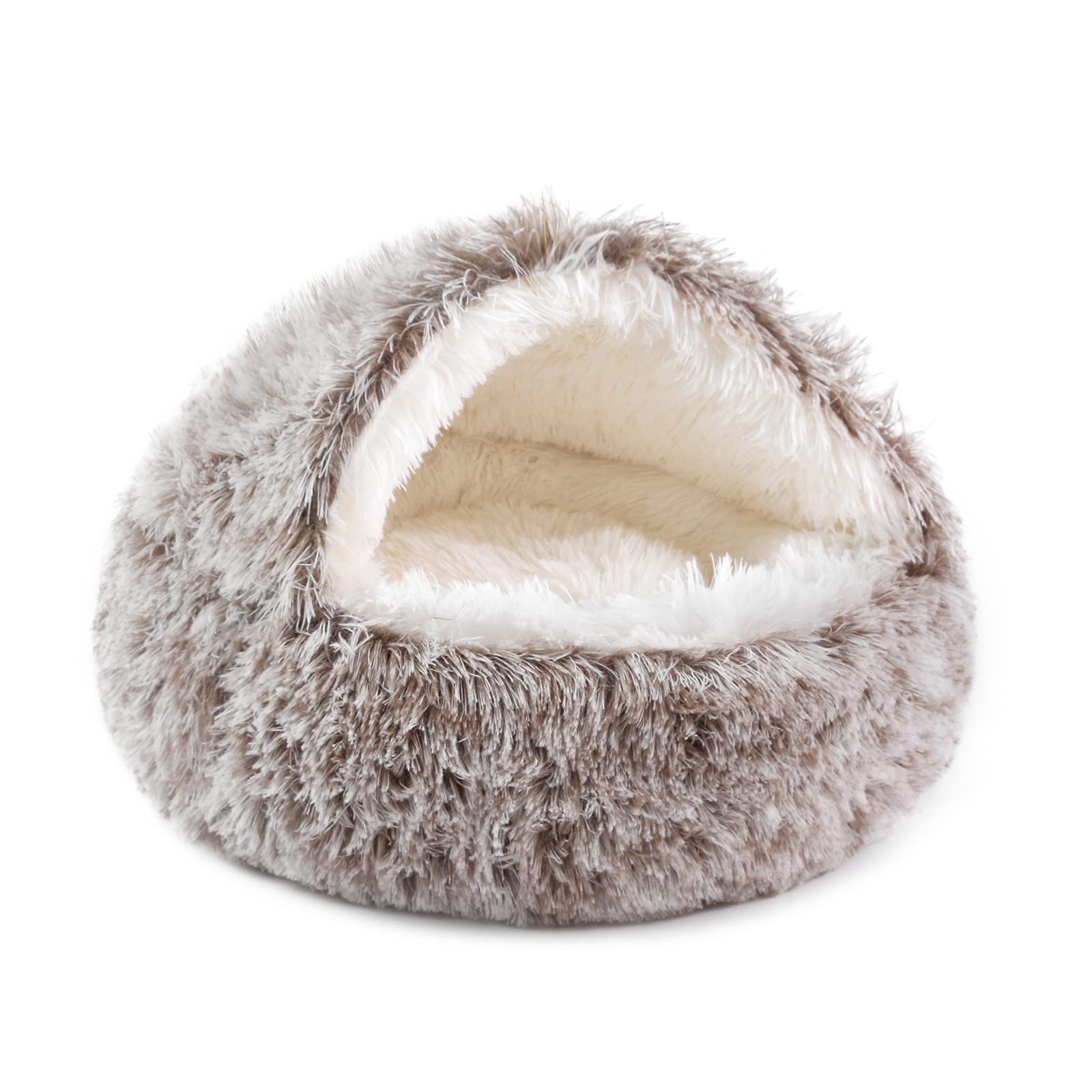 Noyal Round Hooded Donut Bed fabric closeup showing plush warmth and premium texture.