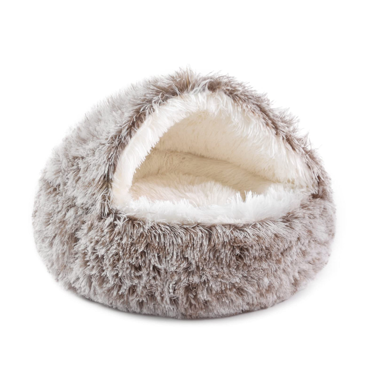 Noyal Round Hooded Donut Bed fabric closeup showing plush warmth and premium texture.