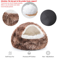 Noyal round hooded donut bed plush fabric close-up showing ultra-soft warmth