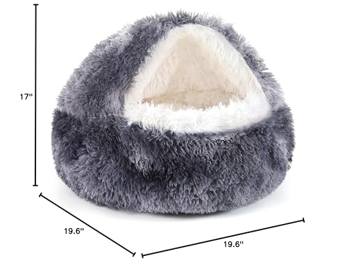 NOYAL Round Hooded Donut Bed small-dog nap in secure, comforting den.