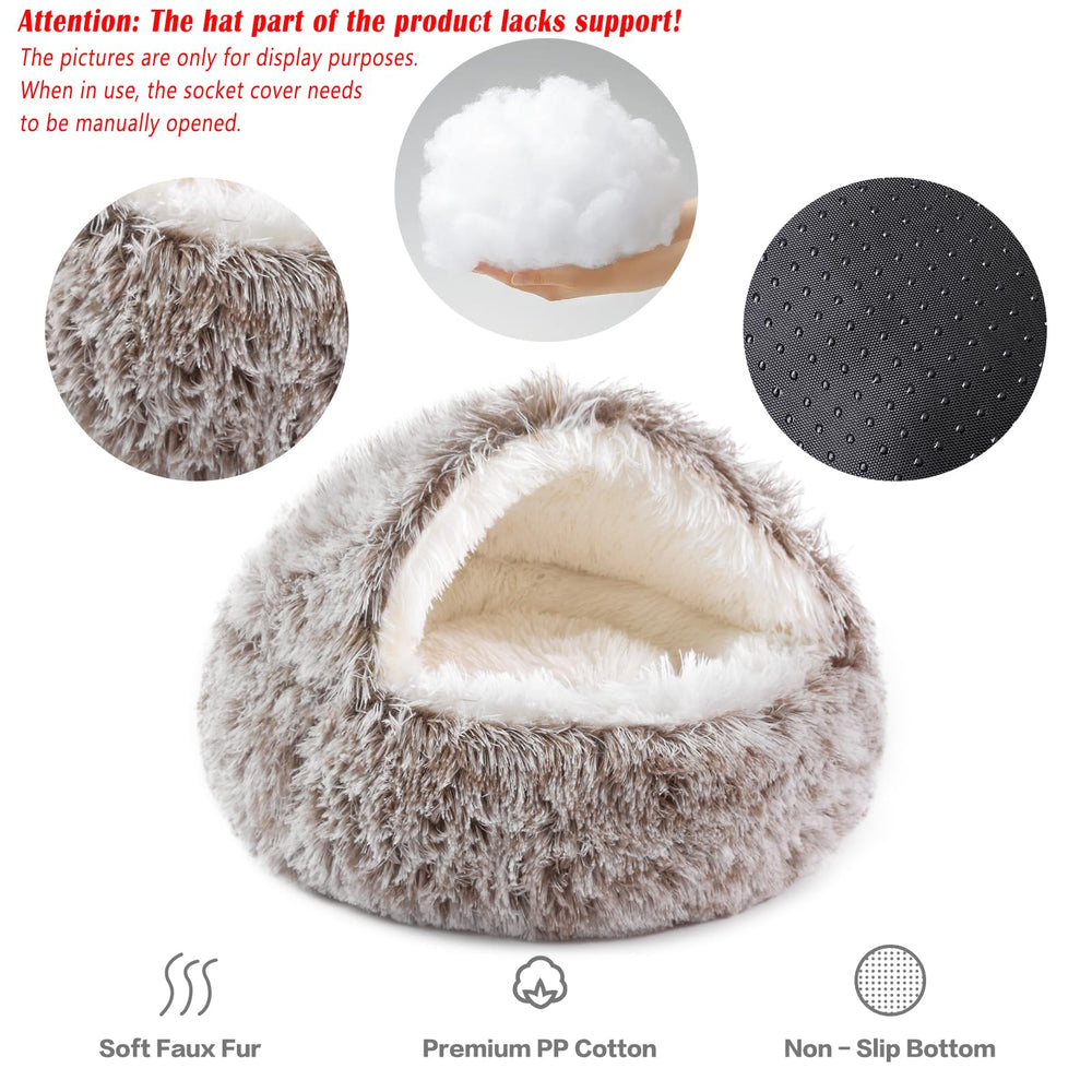 NOYAL Round Hooded Donut Bed waterproof bottom keeps floors clean