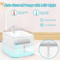 NPET cat water fountain leaf-flow design attracts pets to drink.