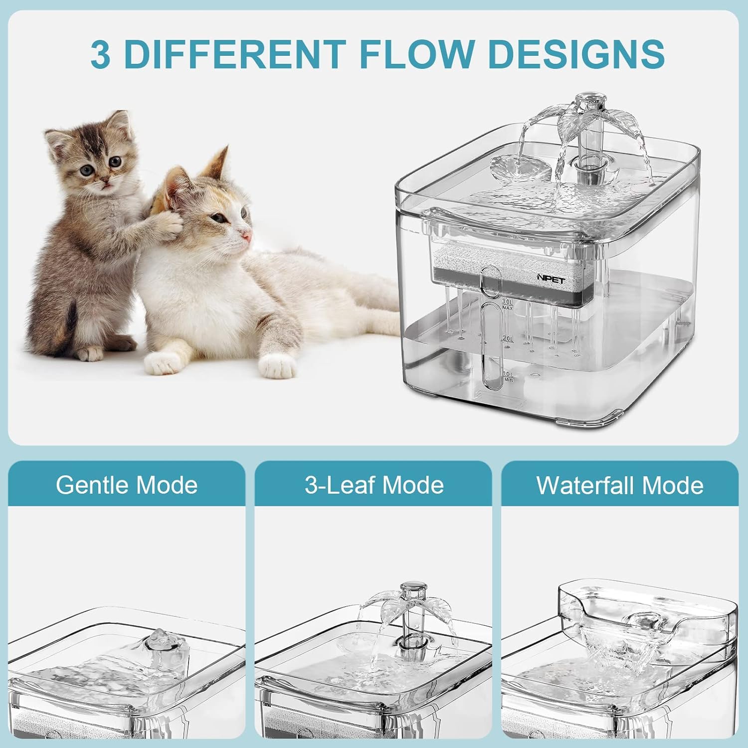 NPET cat water fountain leaf-shape-flow entices drinking
