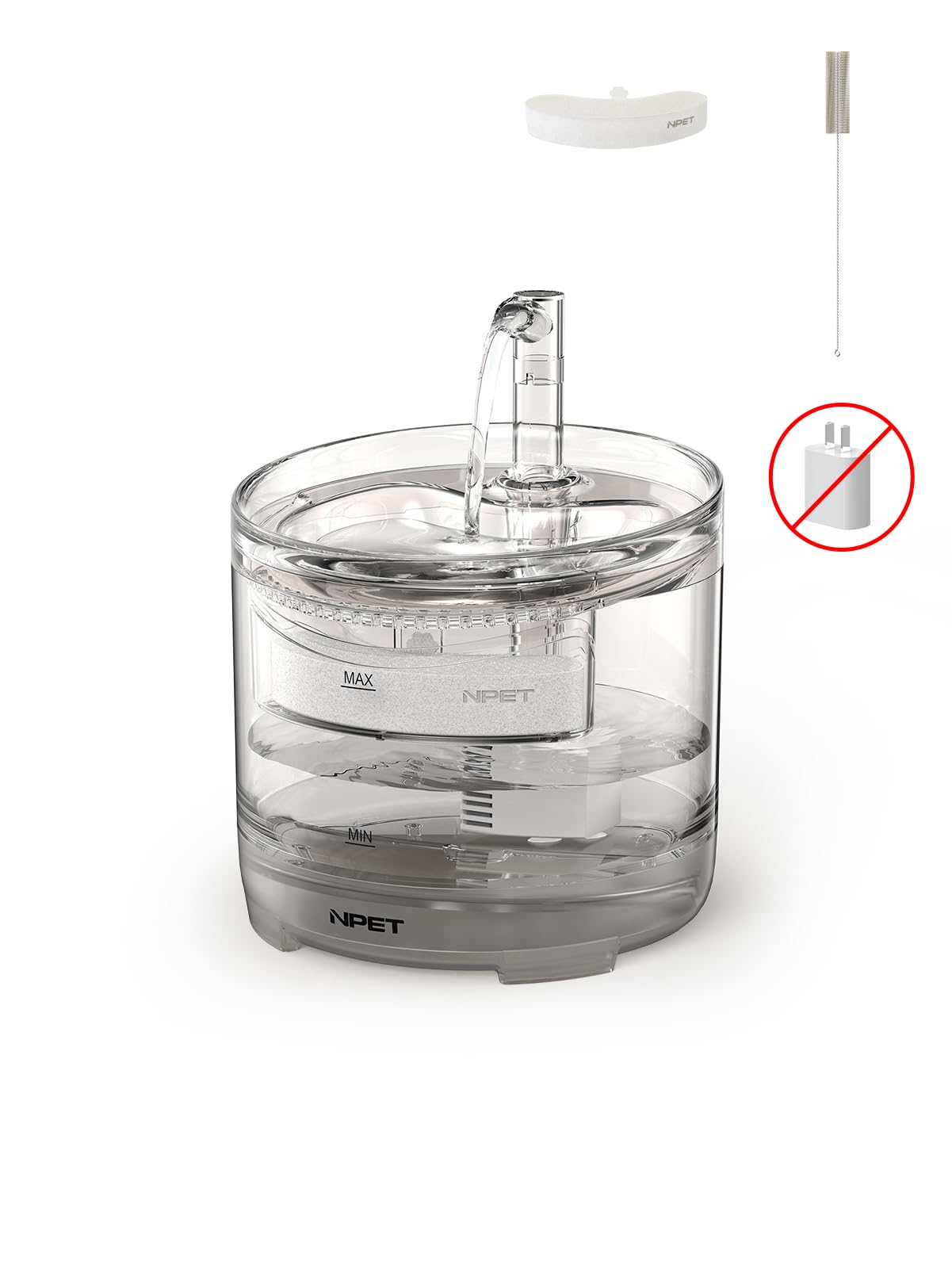 NPET WF050TP quiet pump minimizes noise during pet drinking.