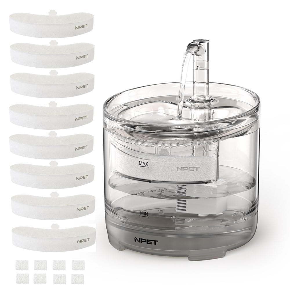 NPET WF050TP fountain front view highlights hydration-friendly design for pets.