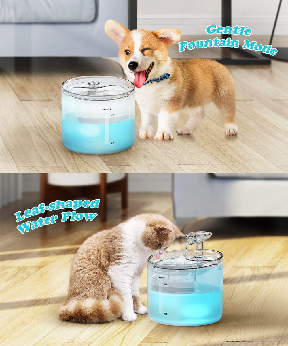 NPET WF100 LED light design adds quiet ambiance while keeping water appealing to pets