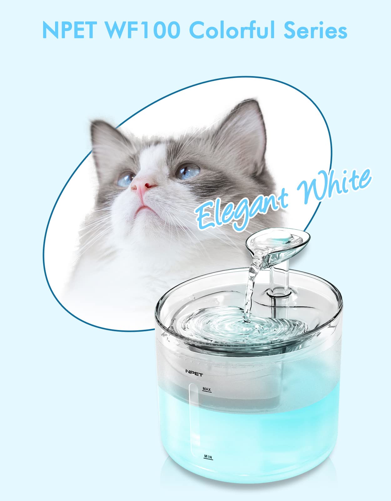 NPET WF100 transparent water level window helps you watch hydration in real time