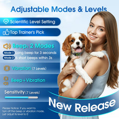 NQQHNN 1S Stop Bark Collar sensor closeup highlights gentle vibration cue.