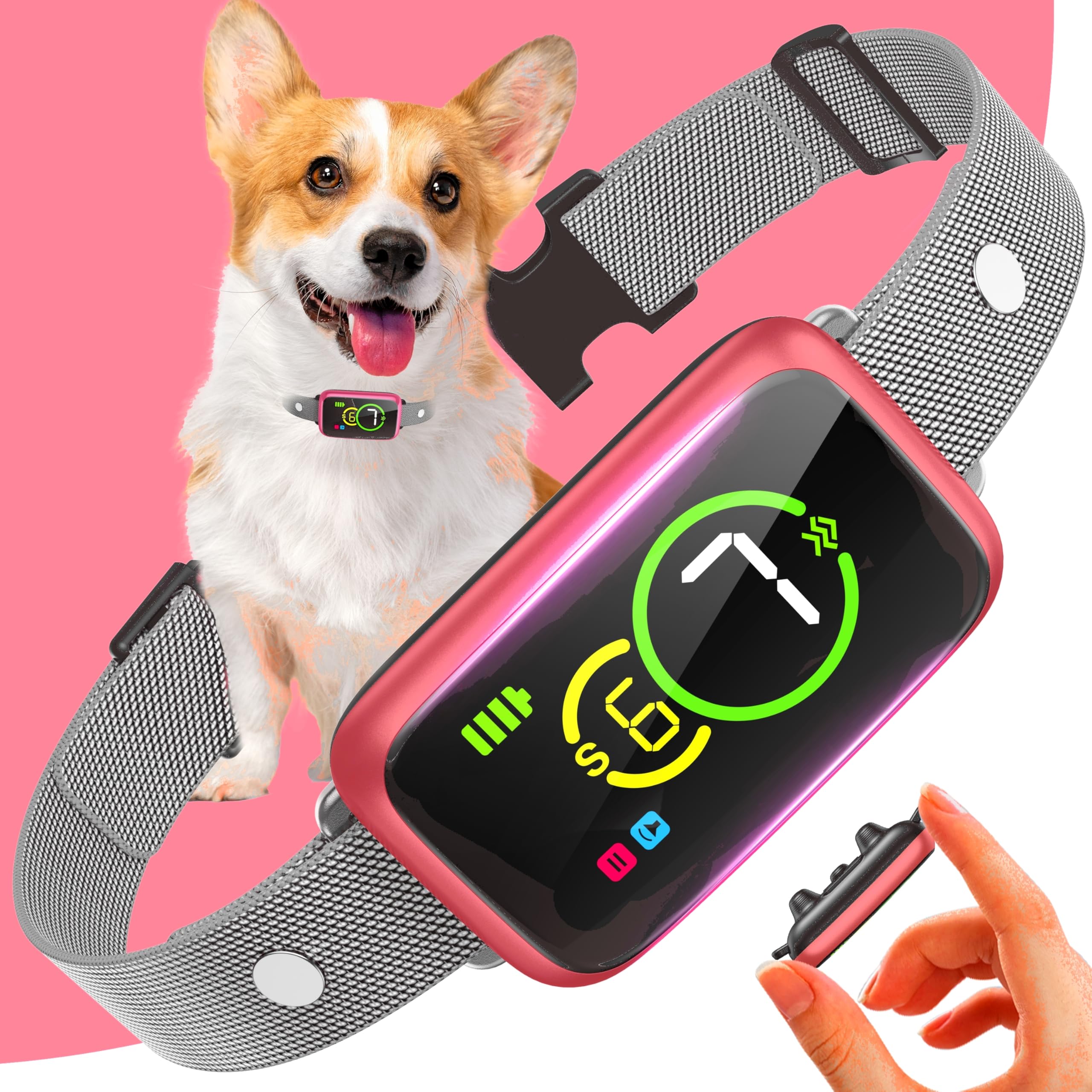 NQQHNN Smart Dog Bark Collar front view for gentle beep-and-vibration training
