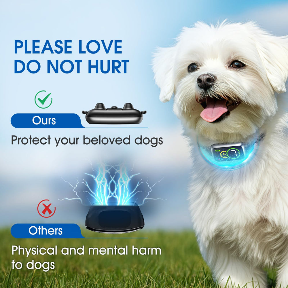NQQHNN 1S Stop Barking collar outdoor-use image demonstrates training anywhere.