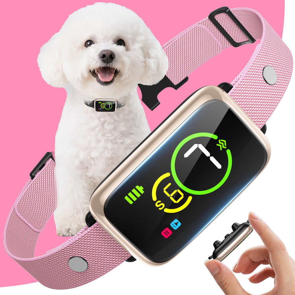 NQQHNN Smart Dog Bark Collar front view offering humane bark control for calm walks.