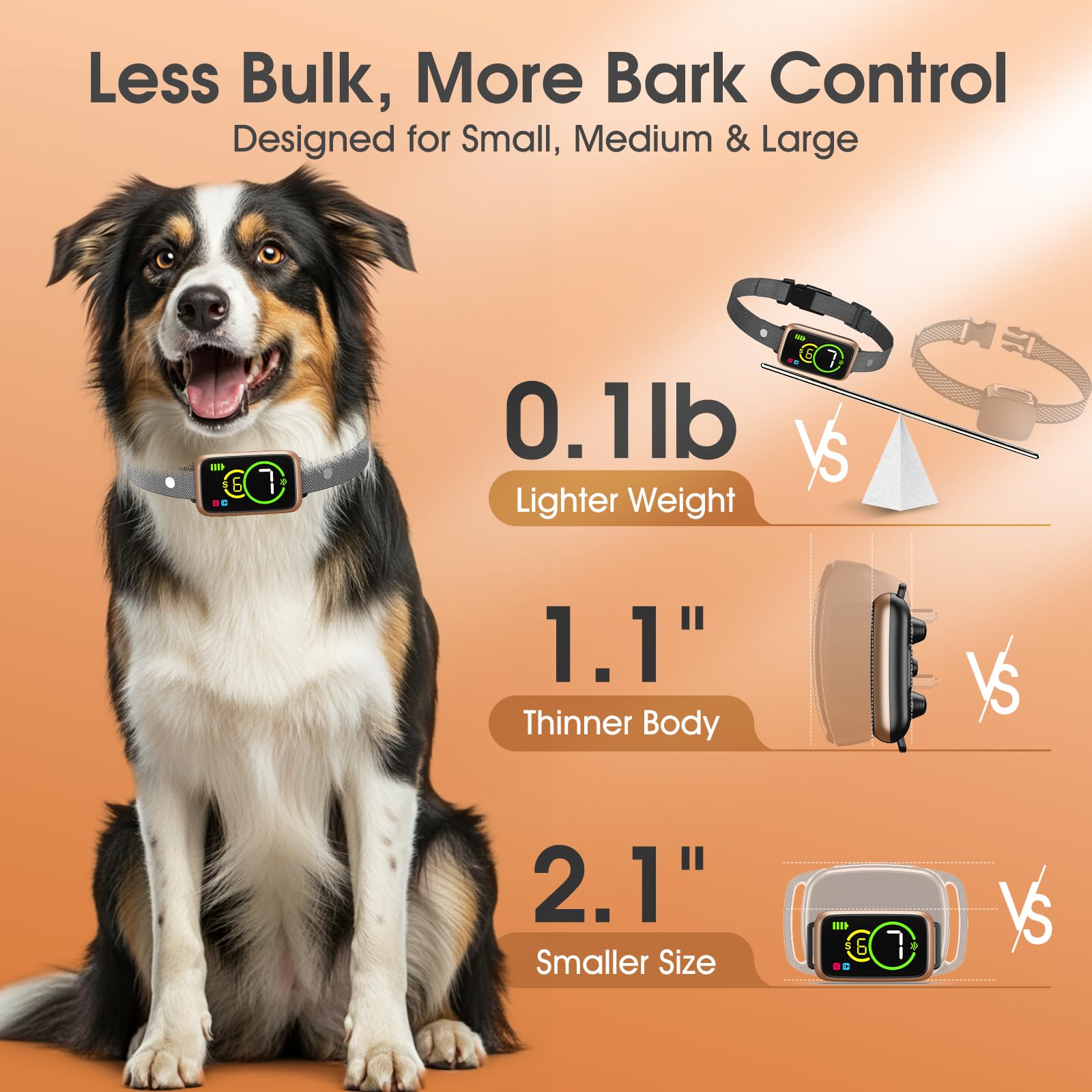 NQQHNN lightweight bark collar worn during long outdoor sessions.