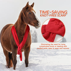 NRTFE universal-size scarf on horse demonstrates comfortable fit