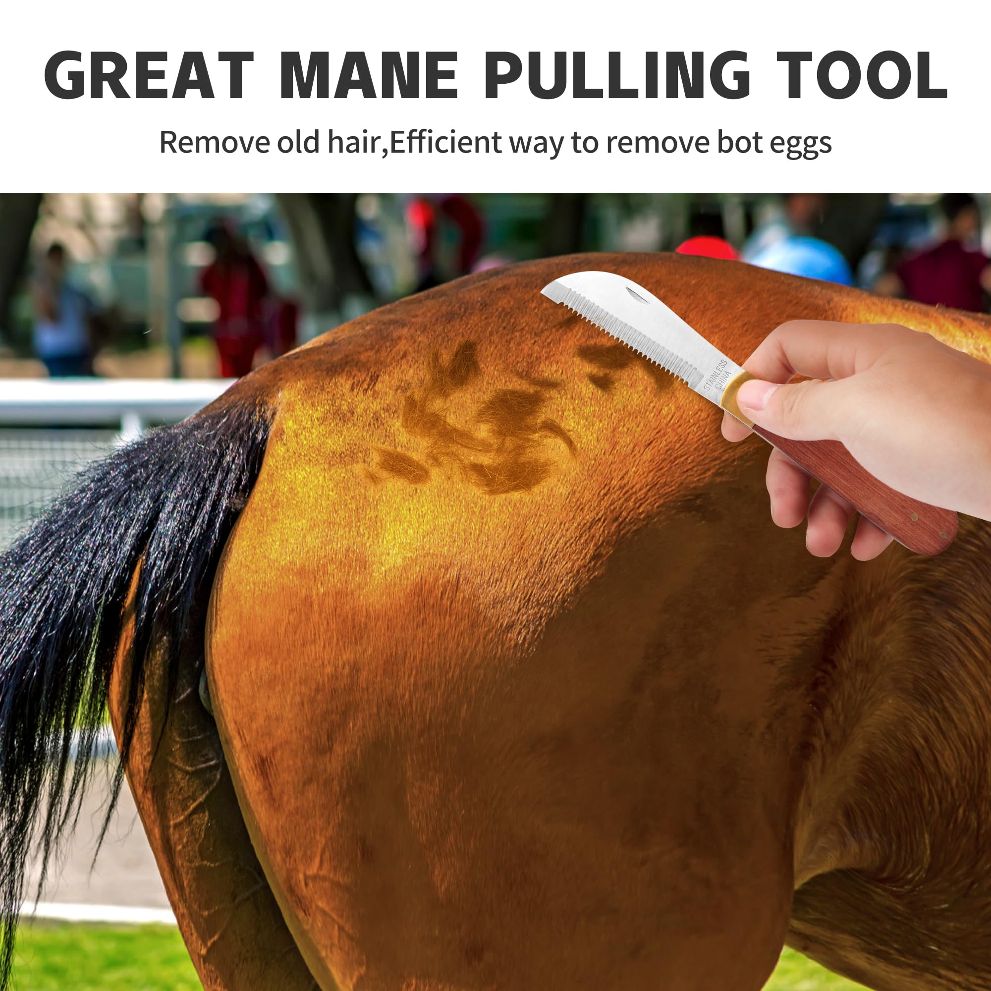 NRTFE hand stripping tool wooden handle provides comfortable grip during grooming.