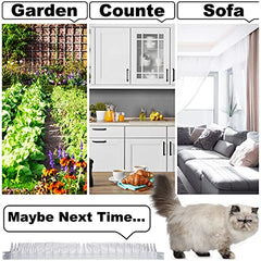 Nuanchu cat deterrent mat in garden deters curious animals near plants.