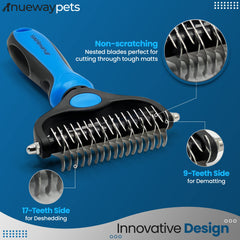 NuewayPets FureverBrush deshedding tool removes loose undercoat and mats