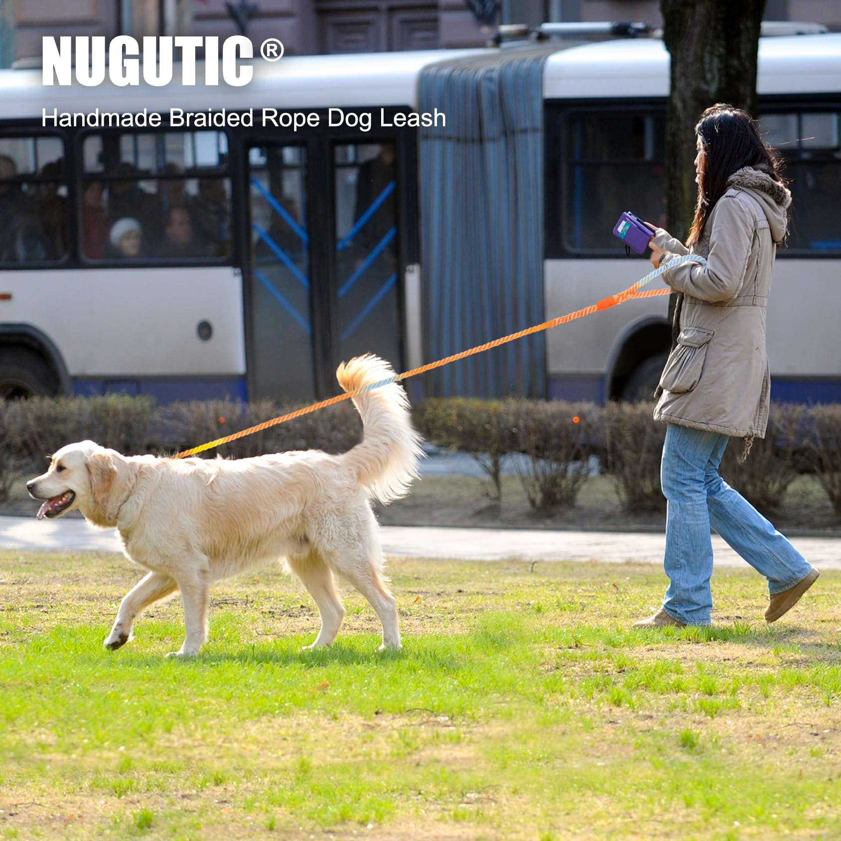 NUGUTIC soft cotton grip leash delivering comfortable handling during walks