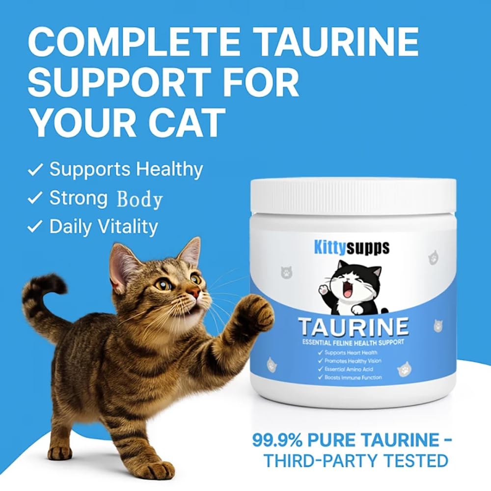Nukupuns KittySupps Taurine Powder measuring-scoop enables precise portions.