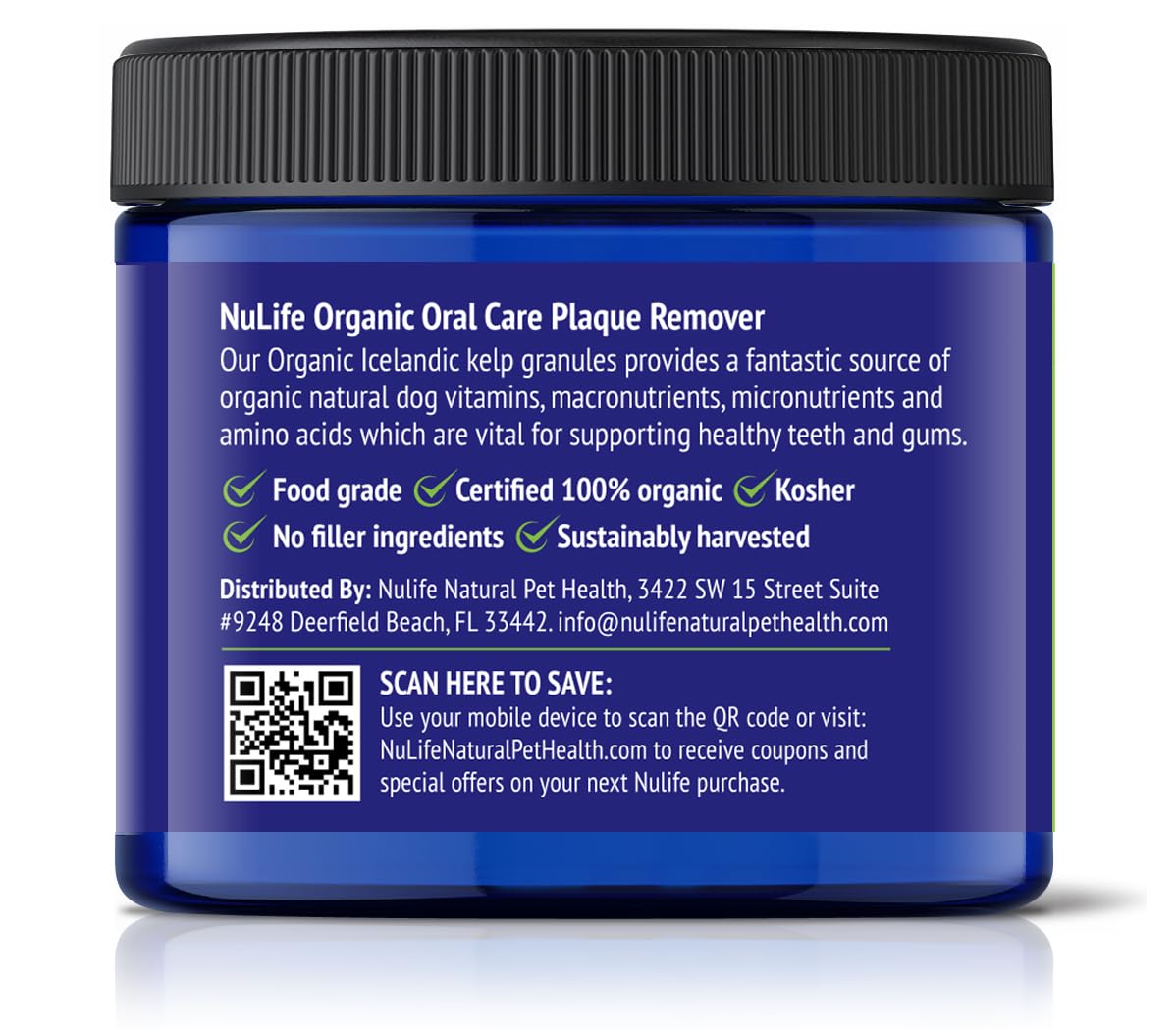 NuLife Dog Teeth Powder family-use scene shows suitability for all breeds and ages.