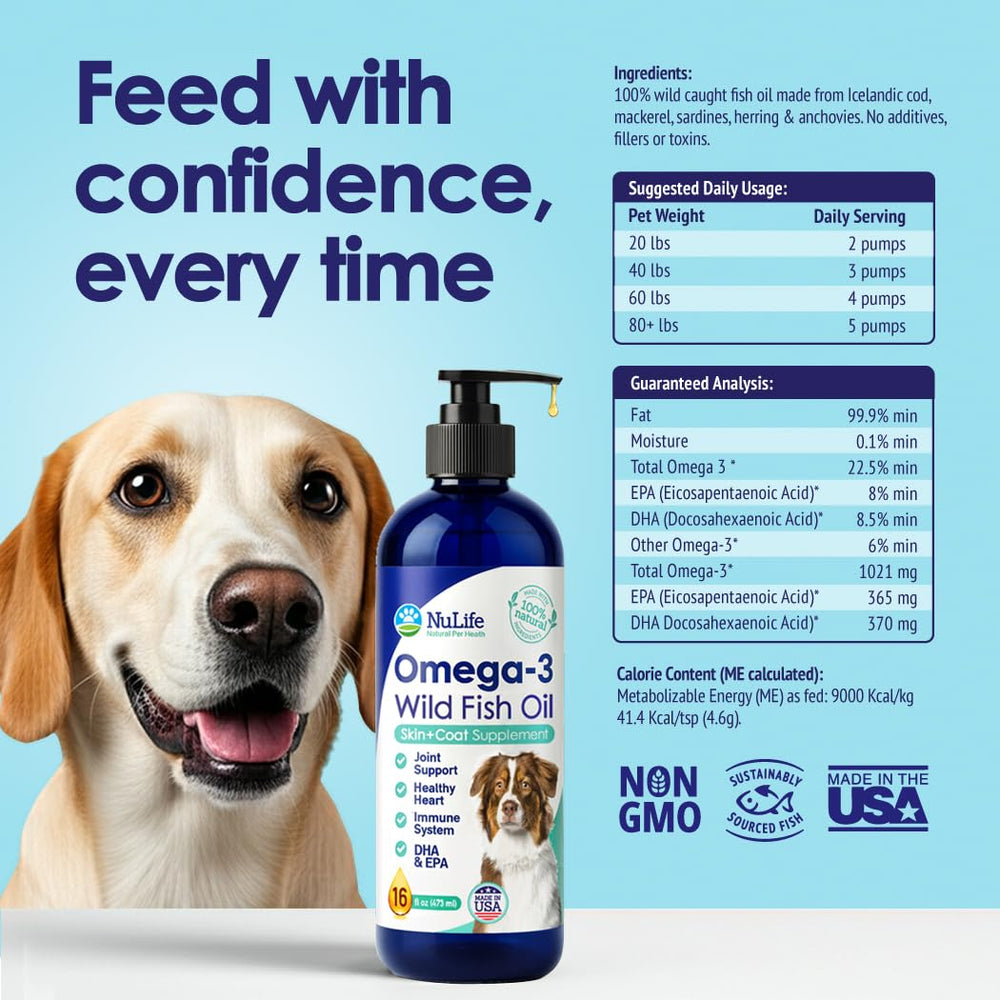 NuLife Liquid Fish Oil dolphin-safe label visible on packaging