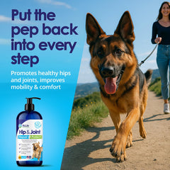 NuLife Liquid Glucosamine for Dogs label close-up highlighting natural ingredients and safety.