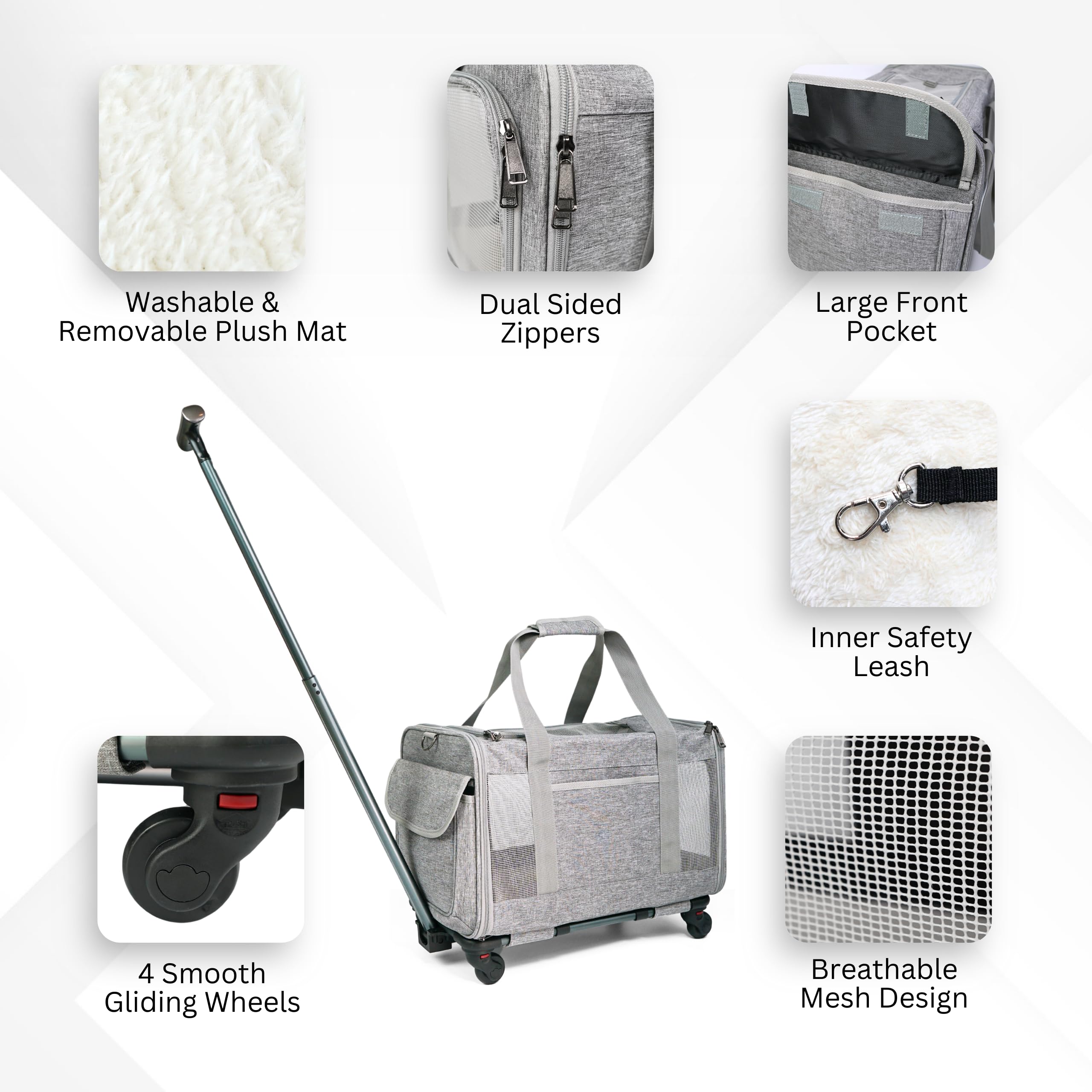 NULLA pet carrier secure zippers and mesh panels for safe travel.