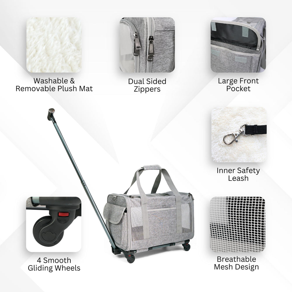 NULLA pet carrier secure zippers and mesh panels for safe travel.