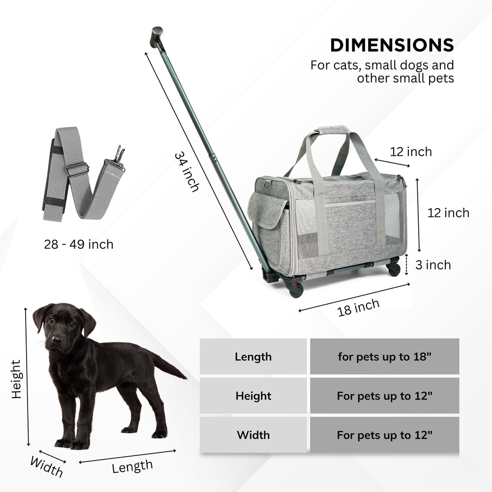 NULLA pet carrier wheels rolling design for smooth airport navigation.