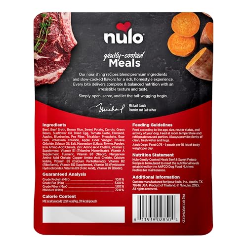 Nulo Gently-Cooked Meals brown-rice-apples-carrots-healthy ingredients signal wholesome nutrition.