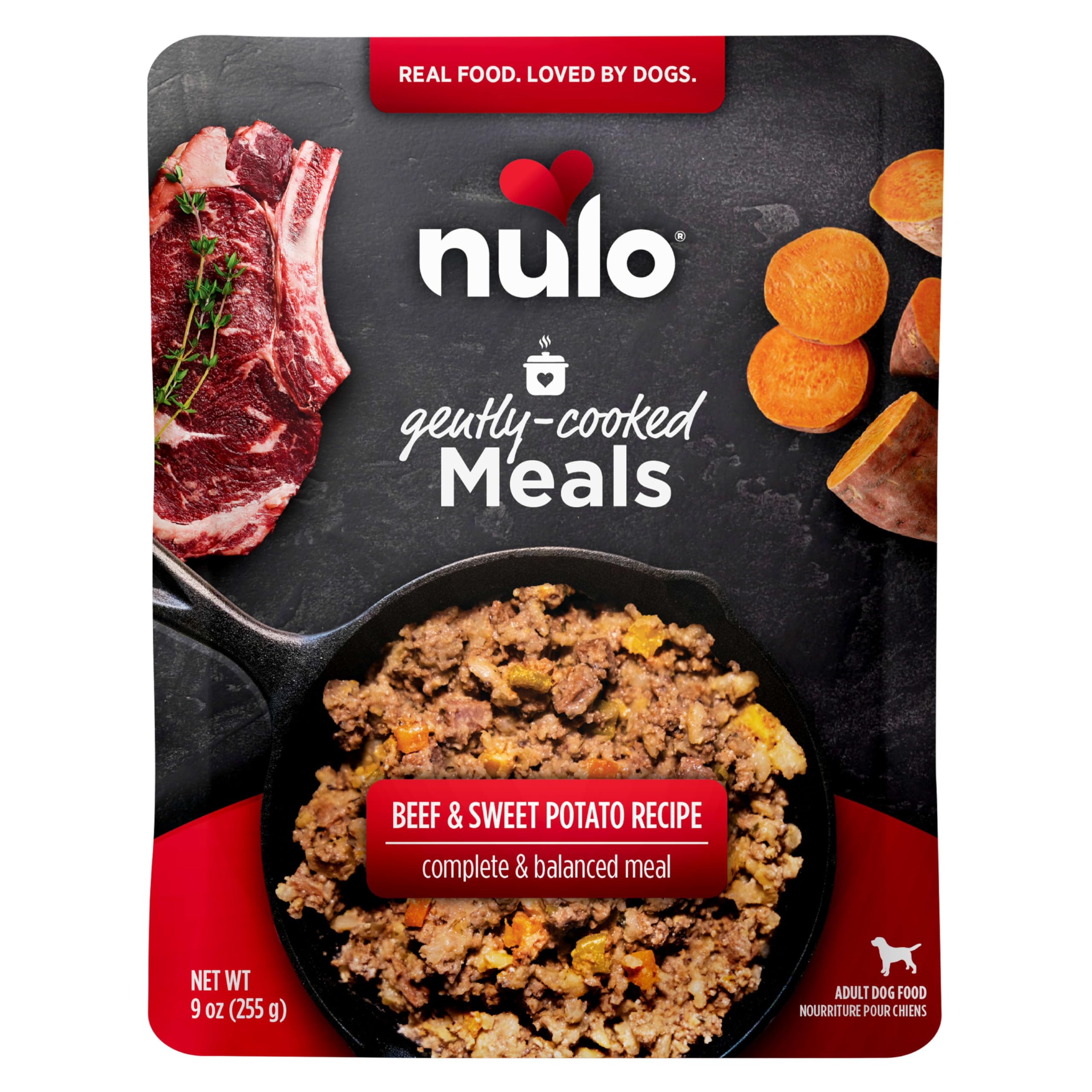 Nulo Gently-Cooked Meals real-beef-ingredient-closeup highlights protein-rich beef flavor.