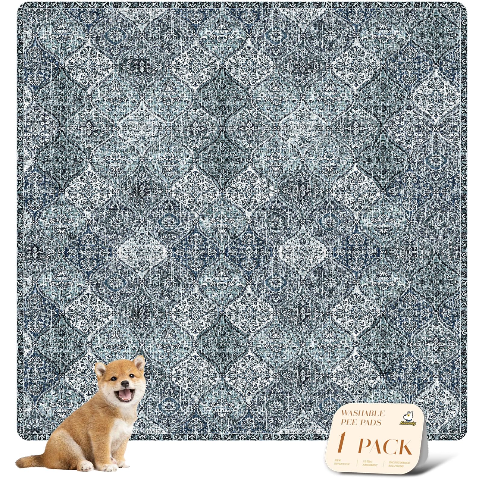 Nunubaby blue washable pee pad 72x72 protects floors and supports crate training