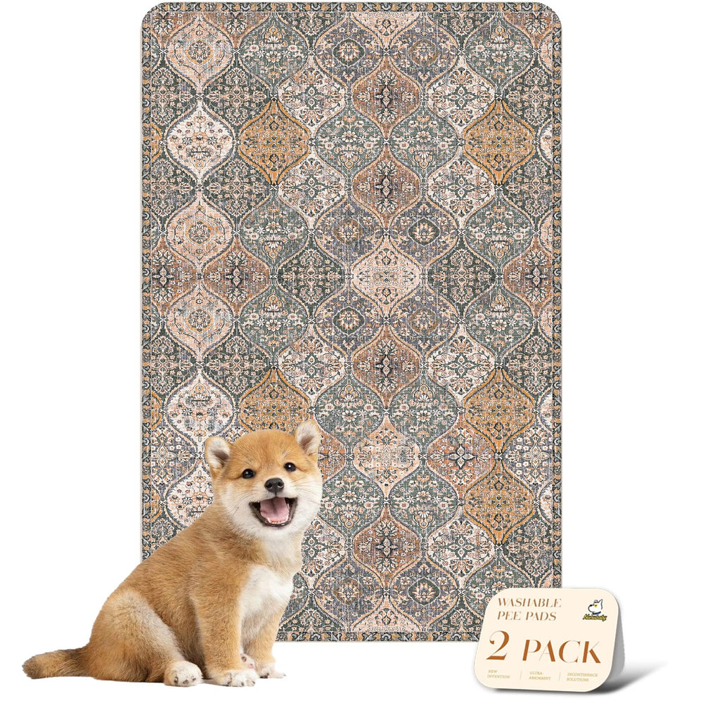 nunubaby washable pee pad stylish-brown-multi protects floors with elegant pattern