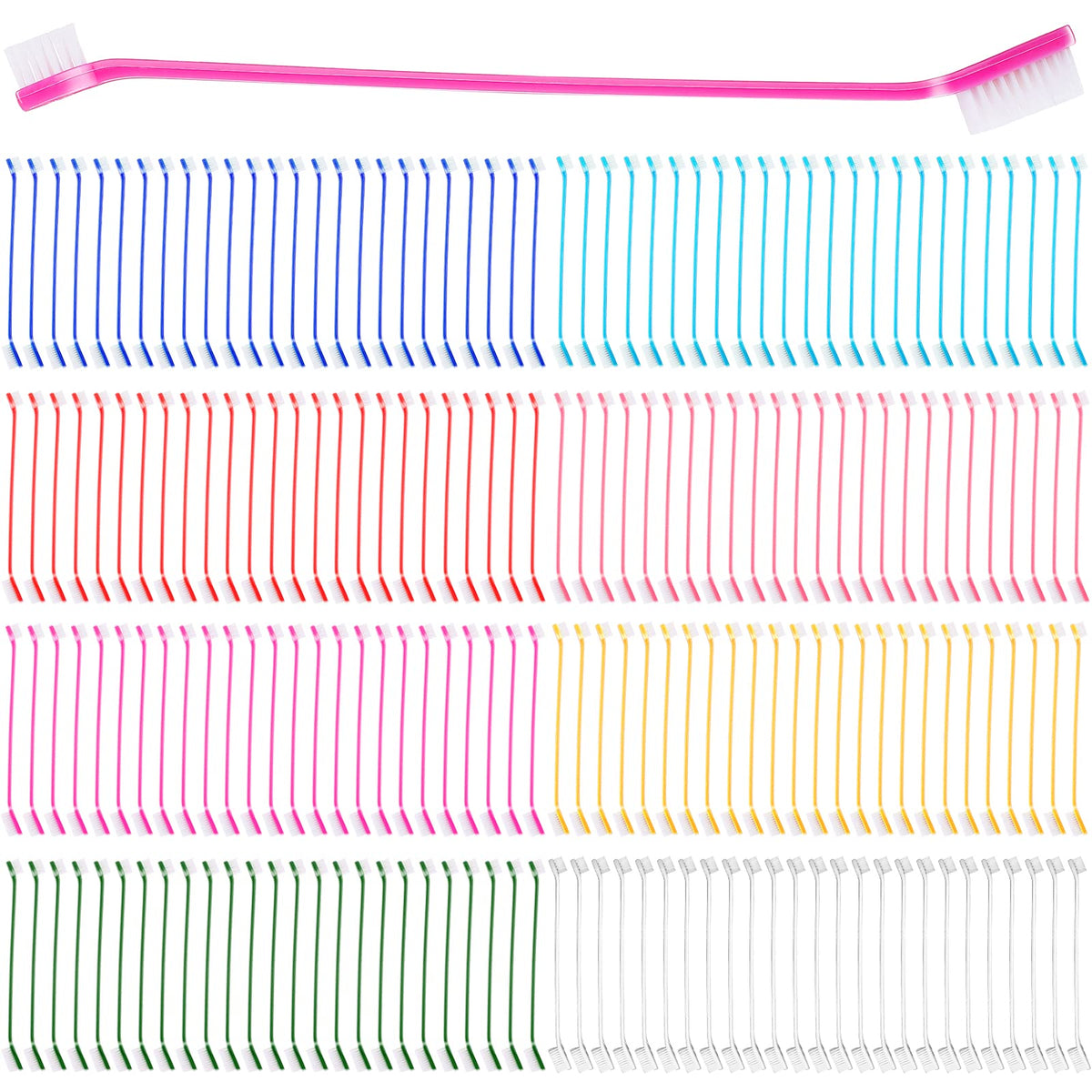 Nuogo bulk dog toothbrush 200 pieces in assorted colors for easy replacements.