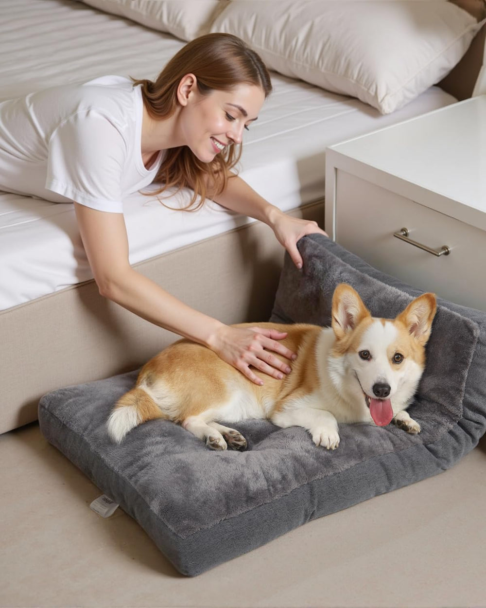 NUPIDA dog bed xl crate vacuum-sealed packaging showing expansion after opening.