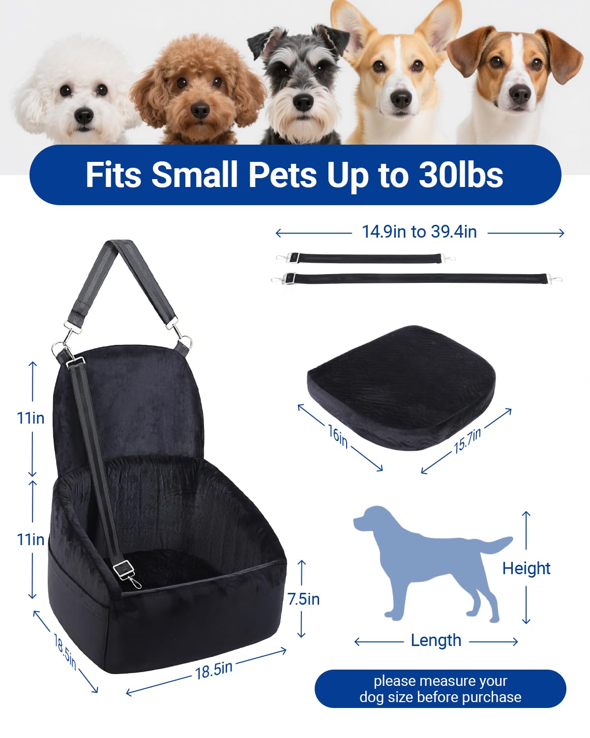 NUPIDA dog car seat removable cover for easy cleaning.