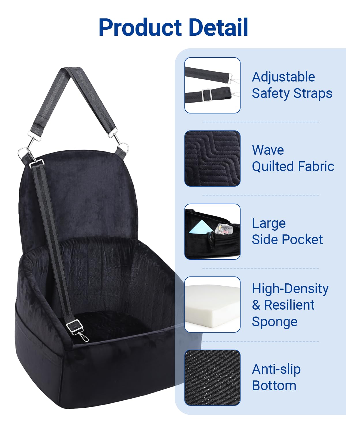 NUPIDA dog car seat side pockets for treats and essentials.