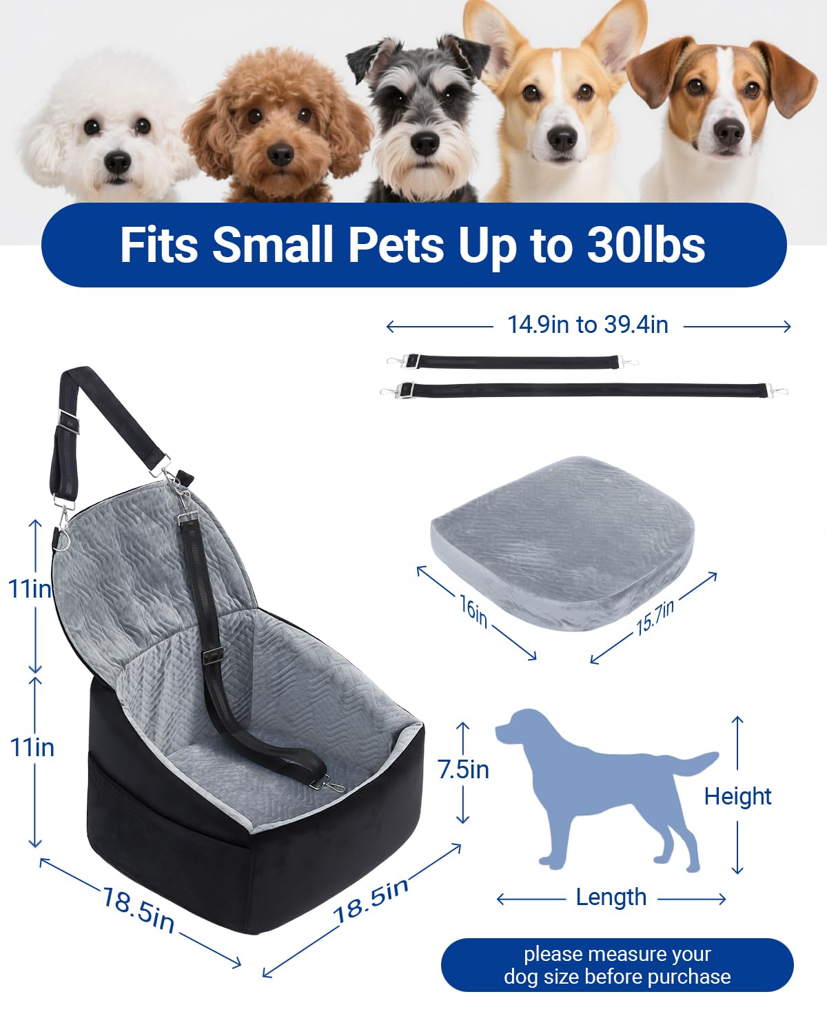 NUPIDA dog car seat washable cover makes cleanup quick after travel.