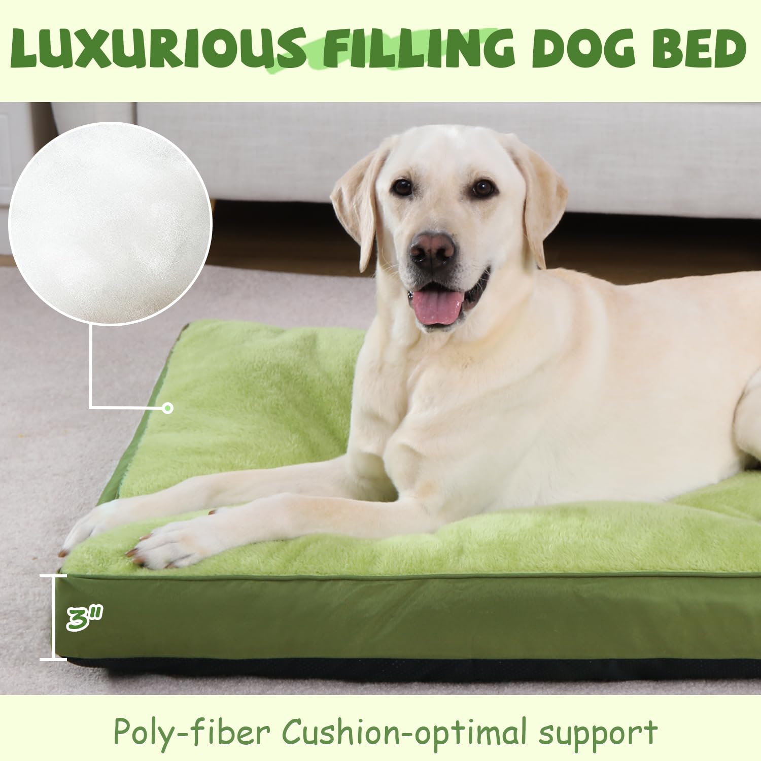 NUPIDA dog crate bed 3-inch padding offers even weight distribution.