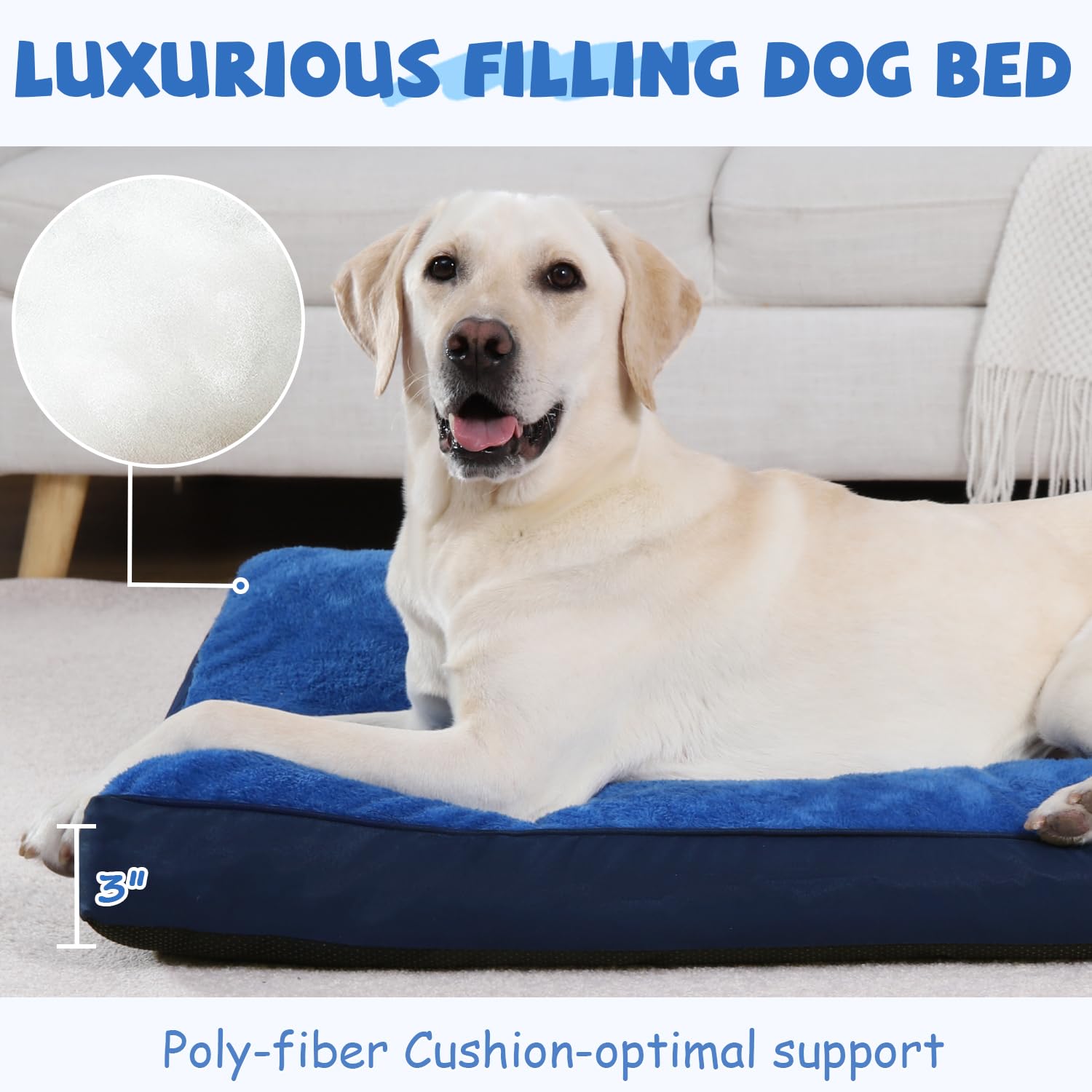 NUPIDA Dog Crate Bed 3-inch fiber fill supports mobility and comfort