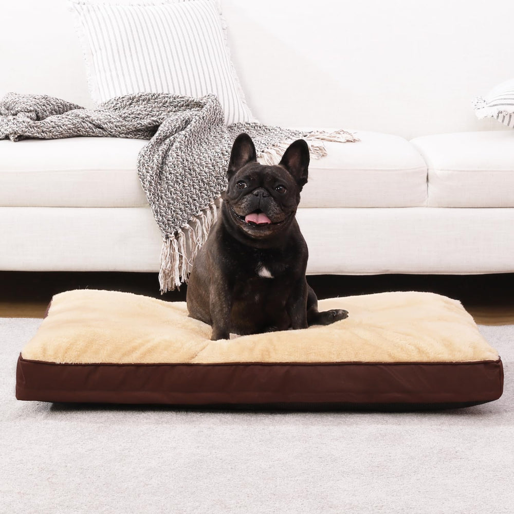 NUPIDA dog crate bed brown plush texture highlights luxurious feel