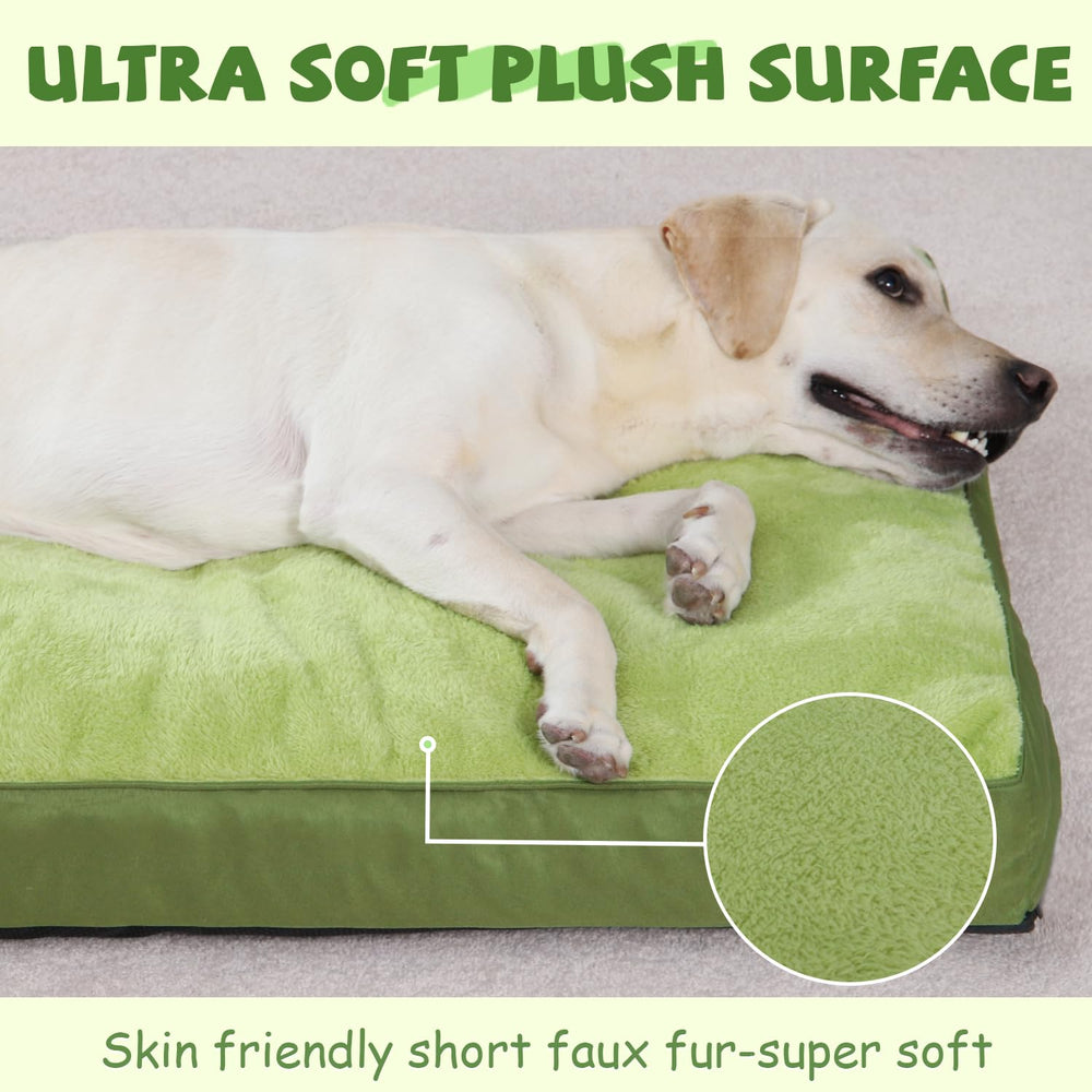 NUPIDA dog crate bed soft faux fur surface provides calming comfort.
