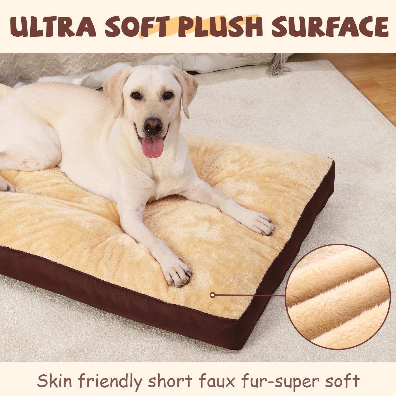 NUPIDA dog crate bed interior velvet surface provides calming, cozy feel.