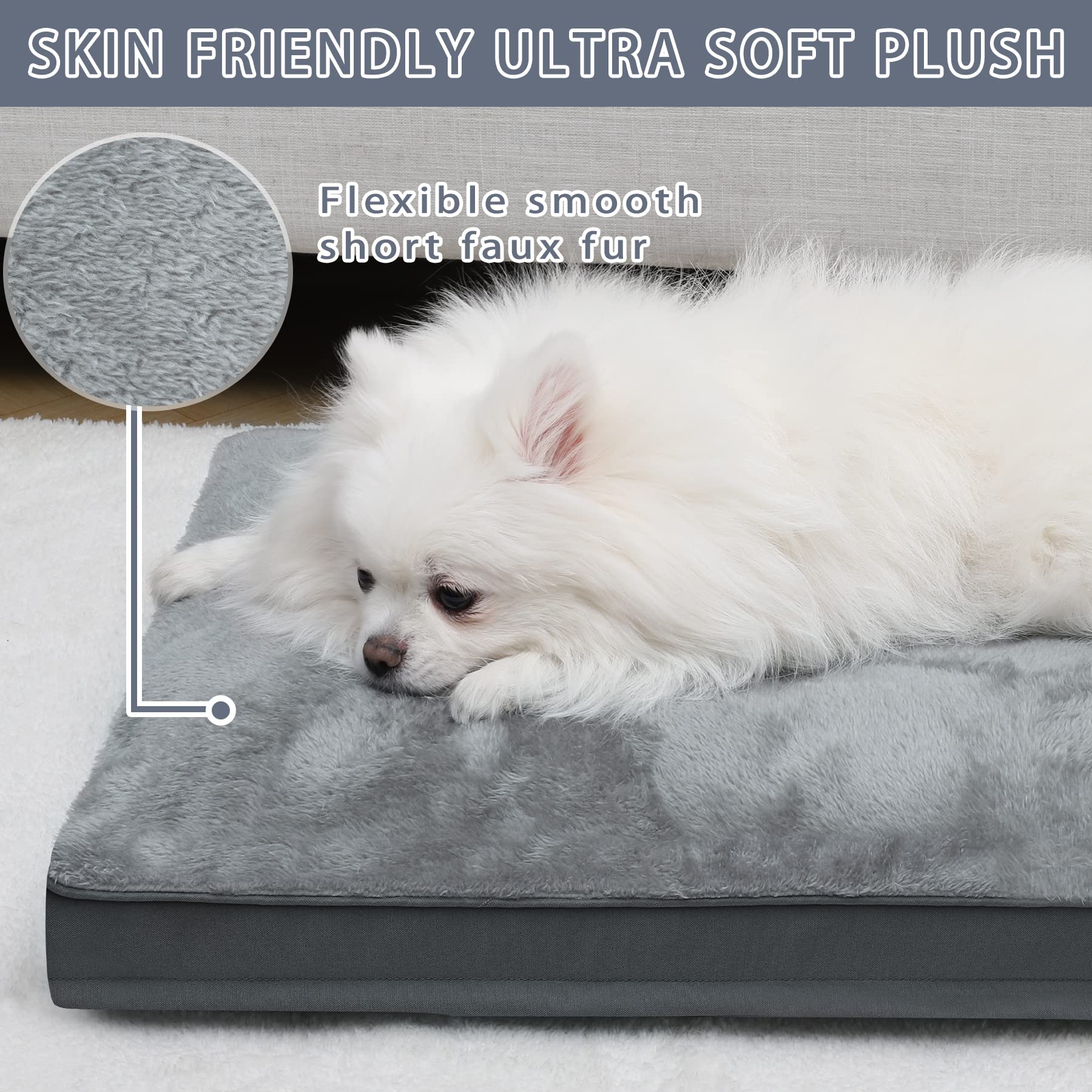 NUPIDA dog crate bed ultra-soft velvet surface invites calm and cozy naps