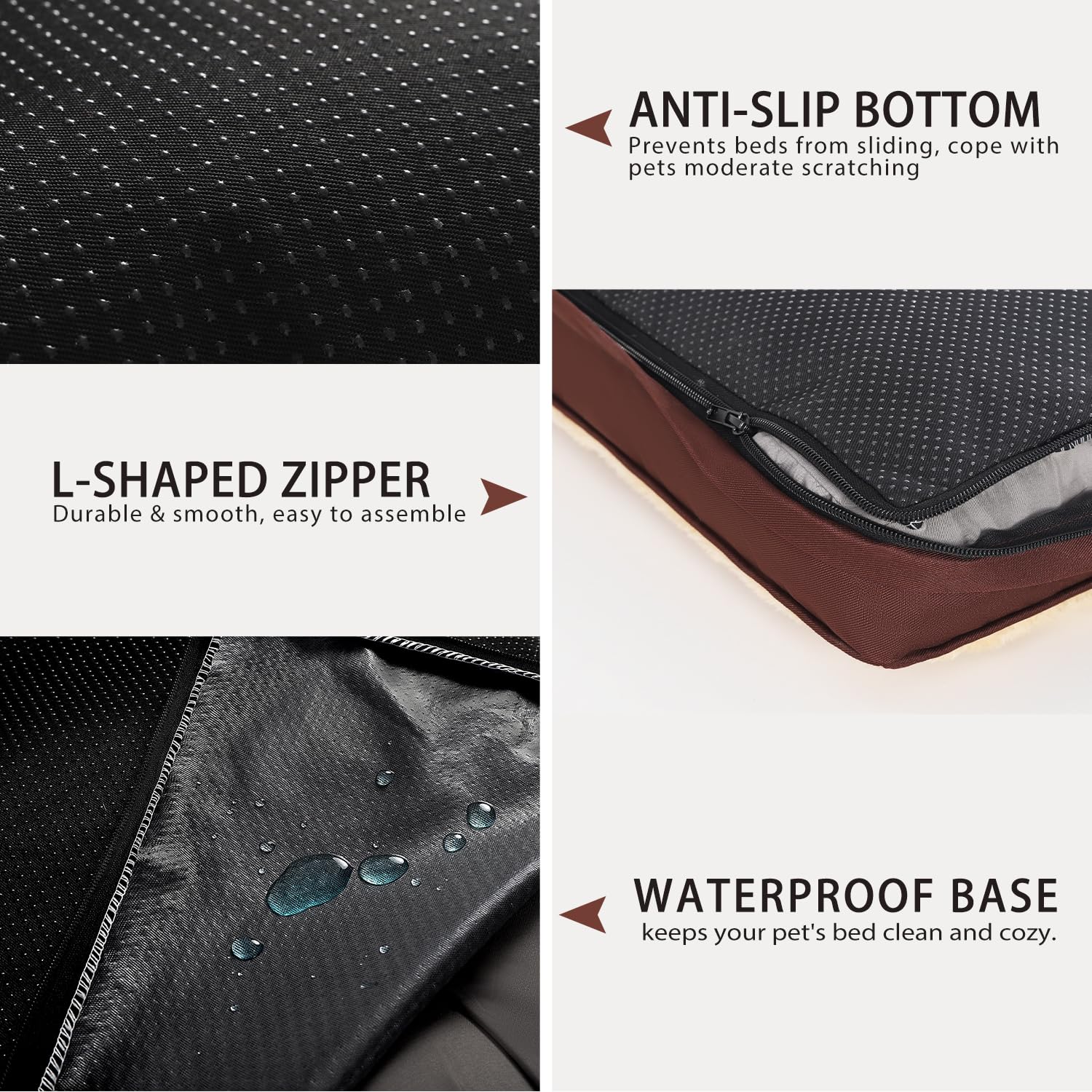 NUPIDA dog crate bed waterproof middle layer guards against spills and saliva