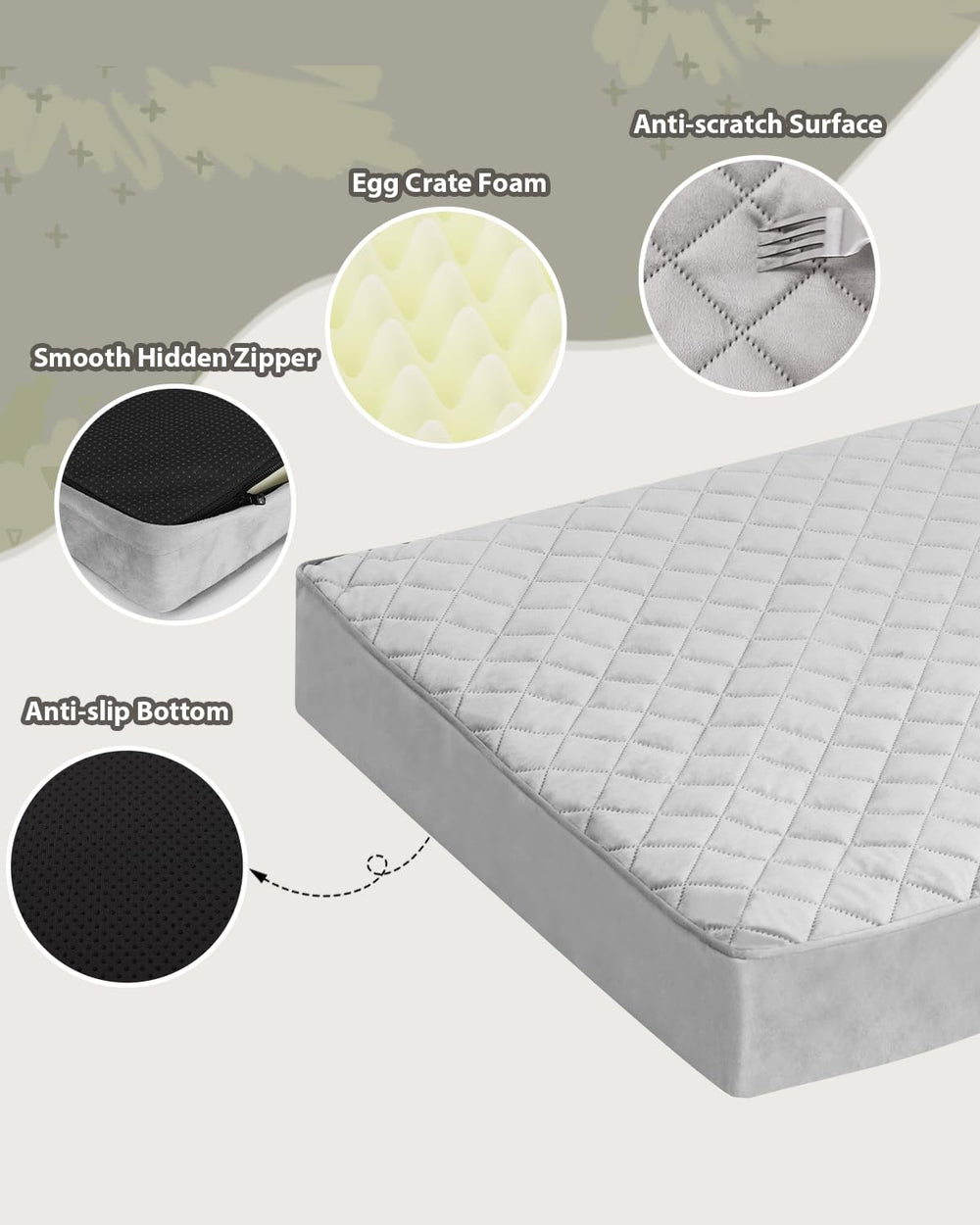 NUPIDA 35x22 inch large dog bed sized for medium to large dogs up to 50 pounds.