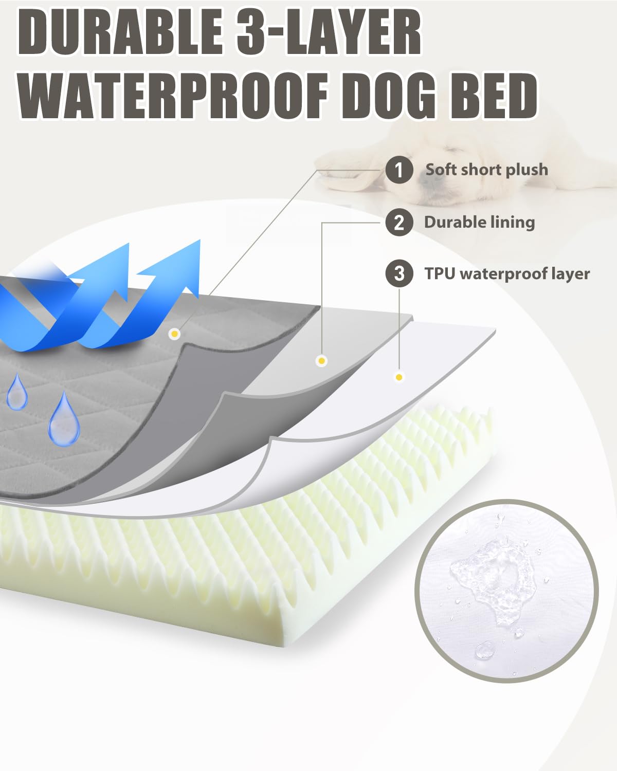 NUPIDA bed with non-slip base stays securely in place on wood or tile.